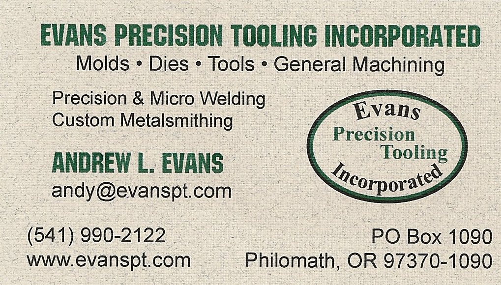 Evans Precision Tooling Business Card